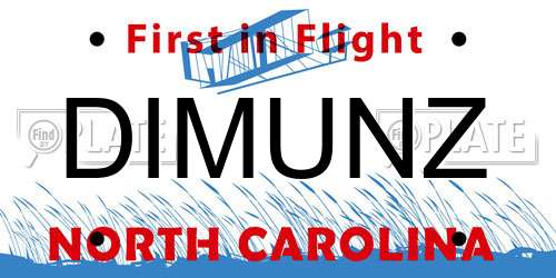 DIMUNZ North Carolina License Plate