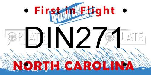 DIN271 North Carolina License Plate