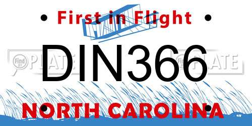 DIN366 North Carolina License Plate