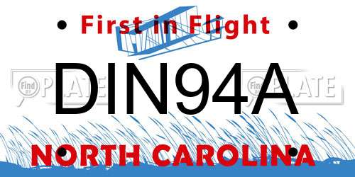 DIN94A North Carolina License Plate