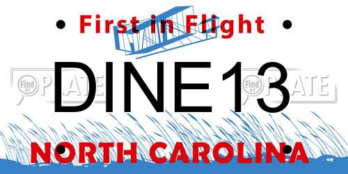 DINE13 North Carolina License Plate