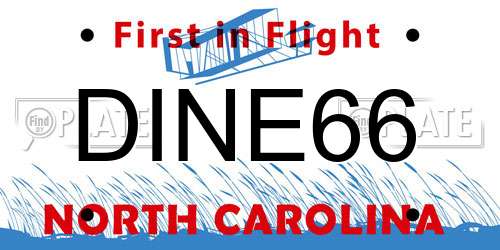DINE66 North Carolina License Plate