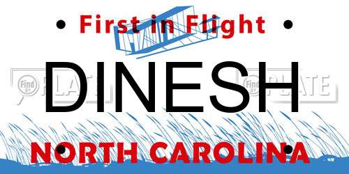 DINESH North Carolina License Plate