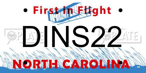 DINS22 North Carolina License Plate
