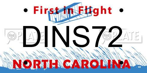 DINS72 North Carolina License Plate