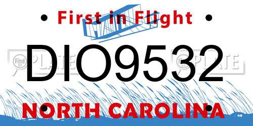 DIO9532 North Carolina License Plate