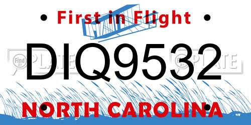DIQ9532 North Carolina License Plate