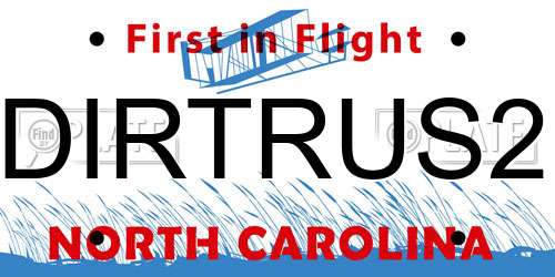 DIRTRUS2 North Carolina License Plate