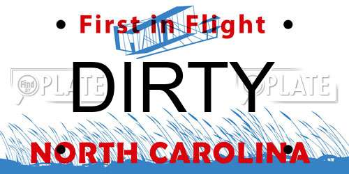 DIRTY North Carolina License Plate