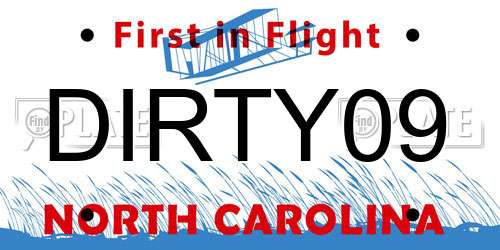 DIRTY09 North Carolina License Plate