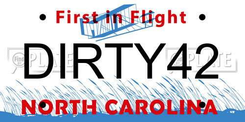 DIRTY42 North Carolina License Plate