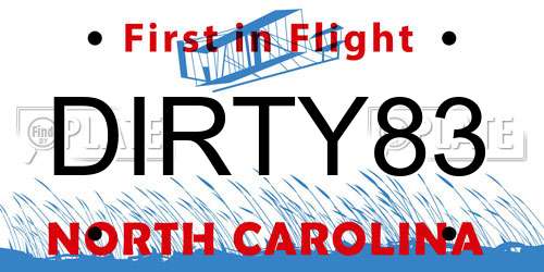 DIRTY83 North Carolina License Plate