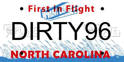 DIRTY96 North Carolina License Plate