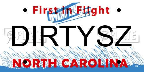 DIRTYSZ North Carolina License Plate