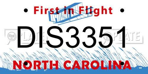 DIS3351 North Carolina License Plate
