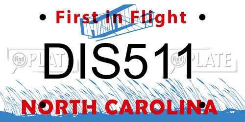 DIS511 North Carolina License Plate