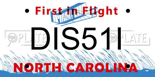 DIS51I North Carolina License Plate