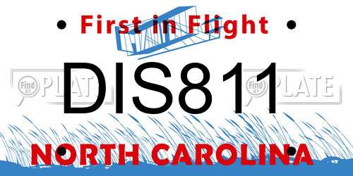DIS811 North Carolina License Plate