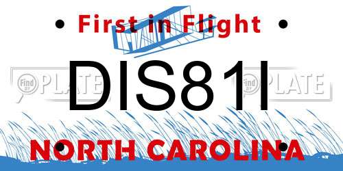 DIS81I North Carolina License Plate