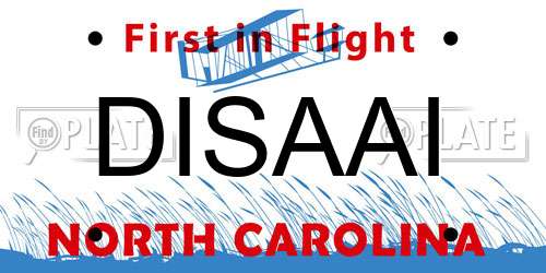 DISAAI North Carolina License Plate
