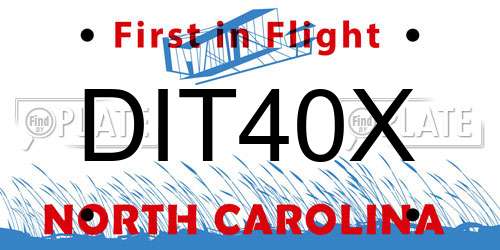 DIT40X North Carolina License Plate