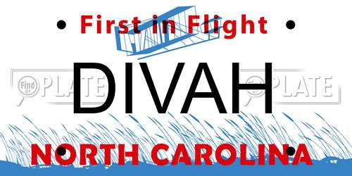 DIVAH North Carolina License Plate