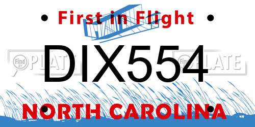 DIX554 North Carolina License Plate