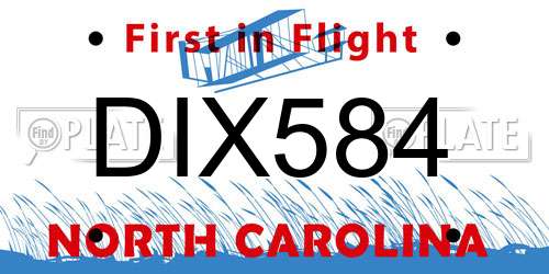 DIX584 North Carolina License Plate