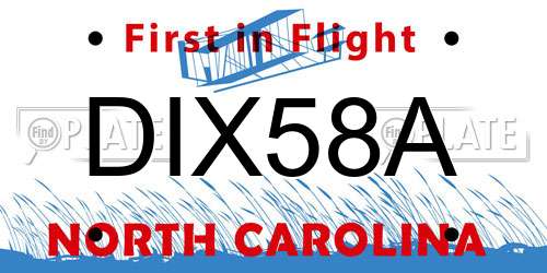 DIX58A North Carolina License Plate