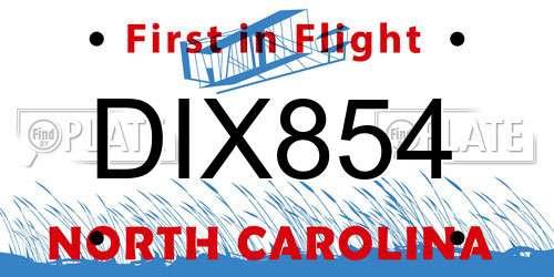 DIX854 North Carolina License Plate