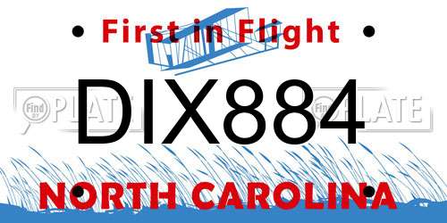 DIX884 North Carolina License Plate