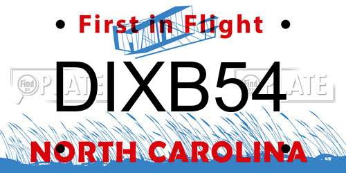 DIXB54 North Carolina License Plate