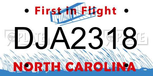 DJA2318 North Carolina License Plate