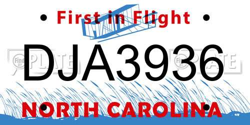 DJA3936 North Carolina License Plate