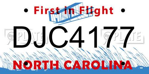 DJC4177 North Carolina License Plate