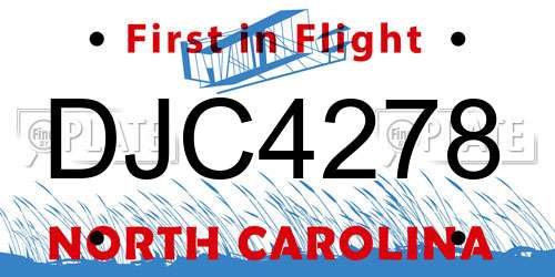 DJC4278 North Carolina License Plate