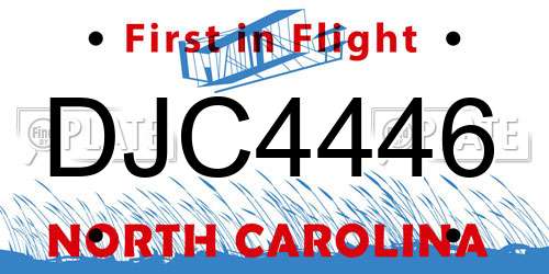 DJC4446 North Carolina License Plate
