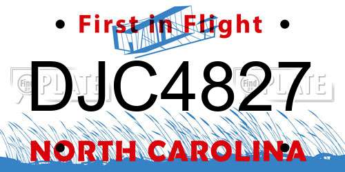 DJC4827 North Carolina License Plate