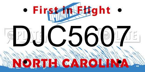 DJC5607 North Carolina License Plate