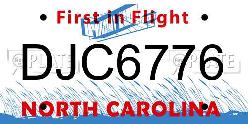 DJC6776 North Carolina License Plate