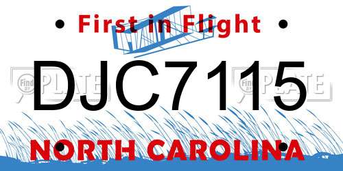 DJC7115 North Carolina License Plate