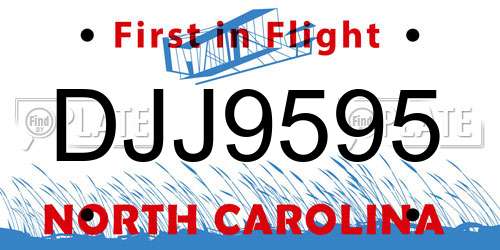DJJ9595 North Carolina License Plate