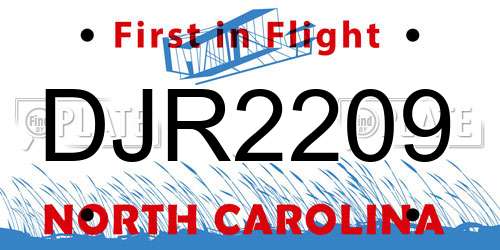 DJR2209 North Carolina License Plate