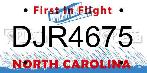 DJR4675 North Carolina License Plate