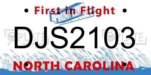 DJS2103 North Carolina License Plate