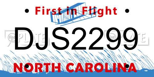 DJS2299 North Carolina License Plate