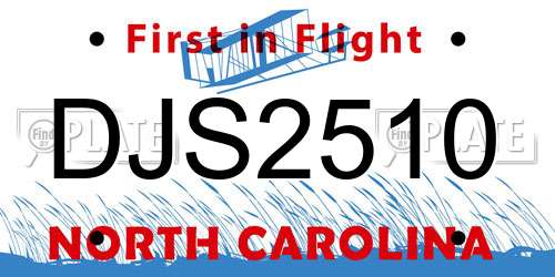 DJS2510 North Carolina License Plate