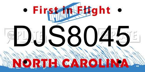 DJS8045 North Carolina License Plate