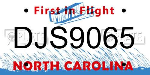 DJS9065 North Carolina License Plate