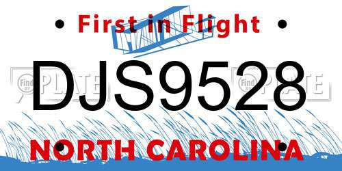 DJS9528 North Carolina License Plate
